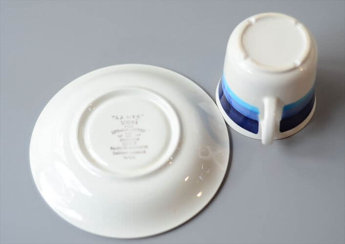 訳あり スウェーデン製 Upsala Ekeby Gefle LA MER カップ&ソーサー ゲフレ 北欧食器 磁器 陶器 アンティーク ヴィンテージ_260313