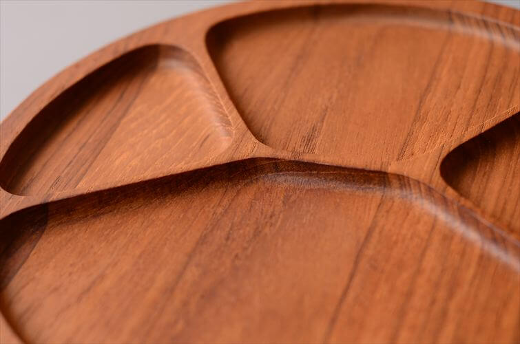 デンマーク製 Digsmed チークのセパレートプレート 22cm 無垢材 木製 トレー カフェプレート 北欧 ヴィンテージ