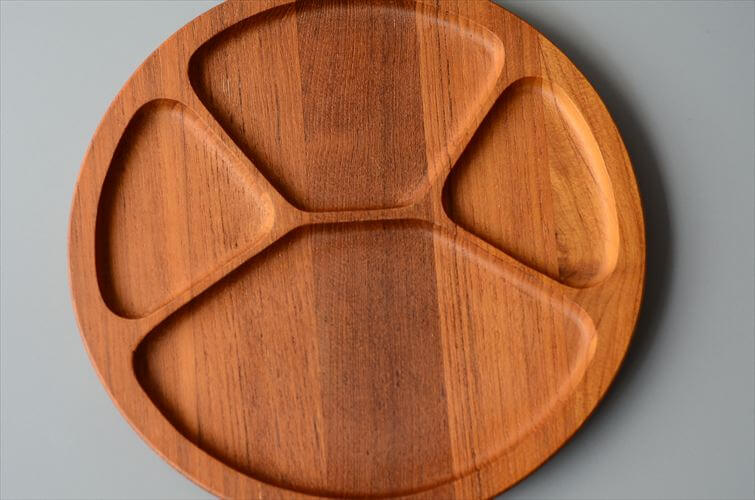 デンマーク製 Digsmed チークのセパレートプレート 22cm 無垢材 木製 トレー カフェプレート 北欧 ヴィンテージ