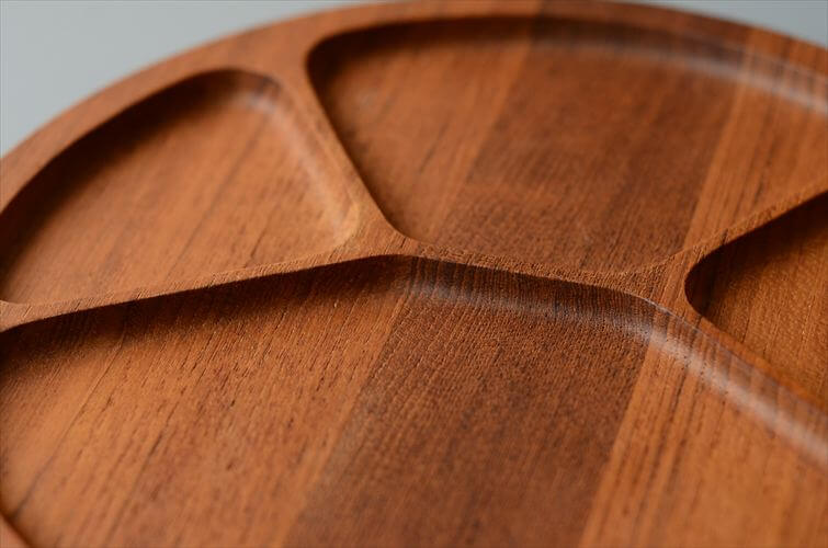 デンマーク製 Digsmed チークのセパレートプレート 22cm 無垢材 木製 トレー カフェプレート 北欧 ヴィンテージ