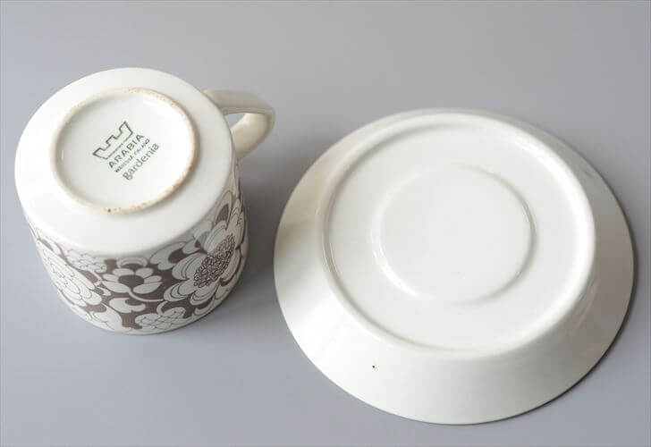 ARABIA アラビア Gardenia カップ&ソーサー ガーデニア Esteri Tomra 北欧食器 フィンランド ヴィンテージ アンティーク_260428