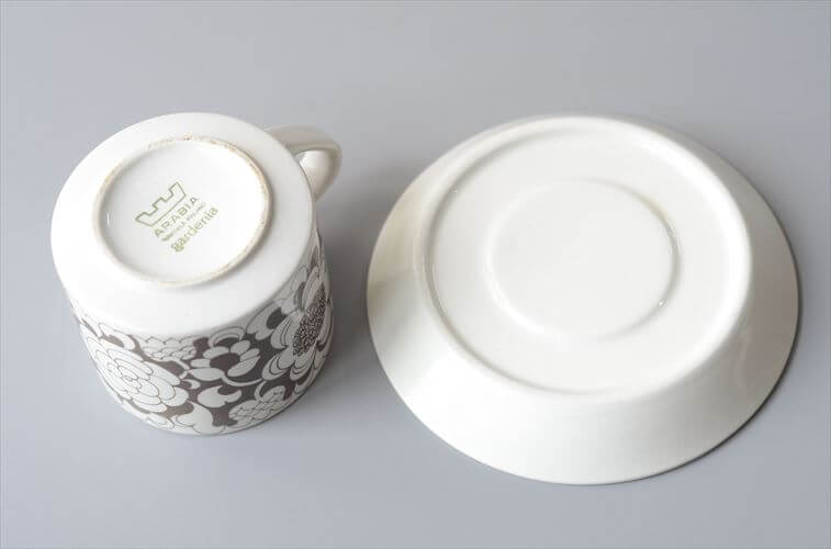 ARABIA アラビア Gardenia カップ&ソーサー ガーデニア Esteri Tomra 北欧食器 フィンランド ヴィンテージ アンティーク_260428