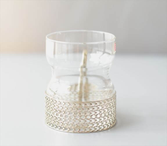 ラベル残! iittala イッタラ Tsaikka ツァイッカ グラスカップ クリア×シルバー ホルダー ガラス 北欧 ヴィンテージ_260522