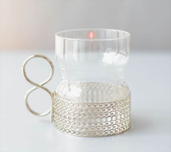 ラベル残! iittala イッタラ Tsaikka ツァイッカ グラスカップ クリア×シルバー ホルダー ガラス 北欧 ヴィンテージ_260522