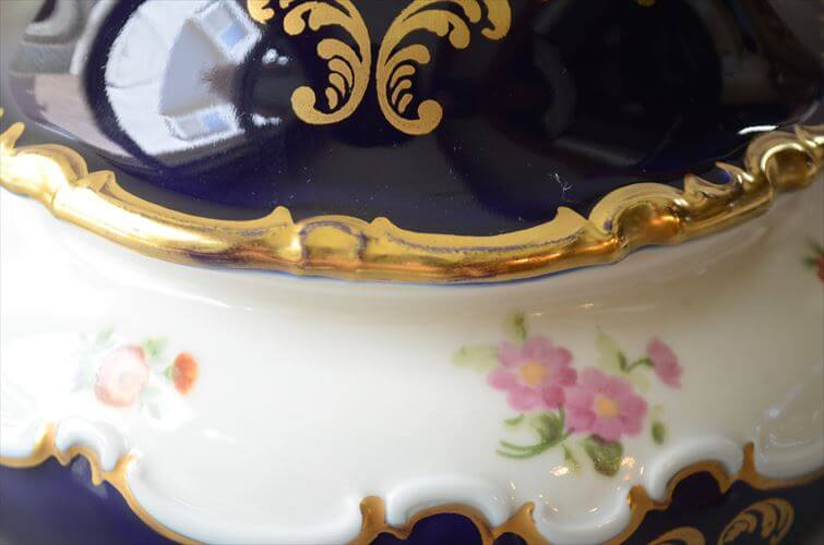 ドイツ製 Wallendorfer Porzellan ボンボニエール ポット Echt Kobalt ヴァレンドルフ 食器 ヴィンテージ アンティーク_260610