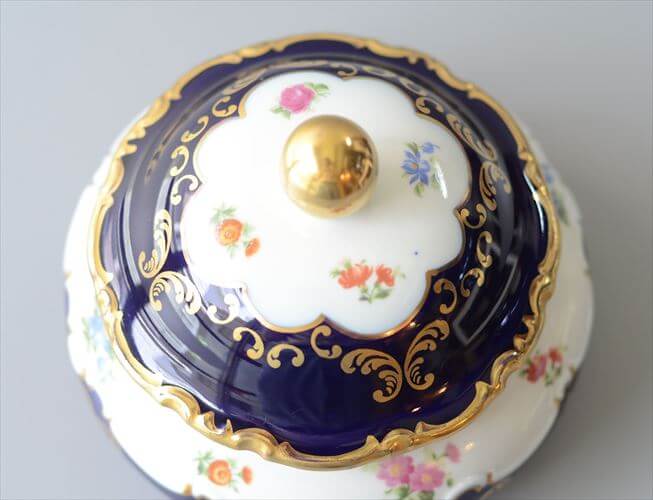 ドイツ製 Wallendorfer Porzellan ボンボニエール ポット Echt Kobalt ヴァレンドルフ 食器 ヴィンテージ アンティーク_260610