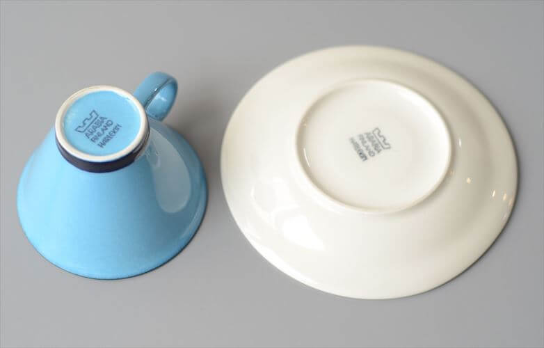 ARABIA アラビア Harlekin Turquoise カップ&ソーサー ハレキン カーニバル Inkeri Leivo 北欧食器 フィンランド ヴィンテージ アンティーク_260616