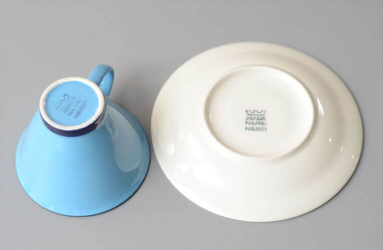 ARABIA アラビア Harlekin Turquoise カップ&ソーサー ハレキン カーニバル Inkeri Leivo 北欧食器 フィンランド ヴィンテージ アンティーク_260616