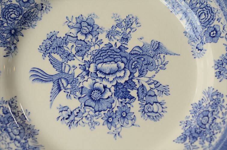 ノルウェー製 Egersund 青い鳥とお花の絵皿 23cm イーエスンド Fajance ピクチャープレート 北欧 ヴィンテージ アンティーク
