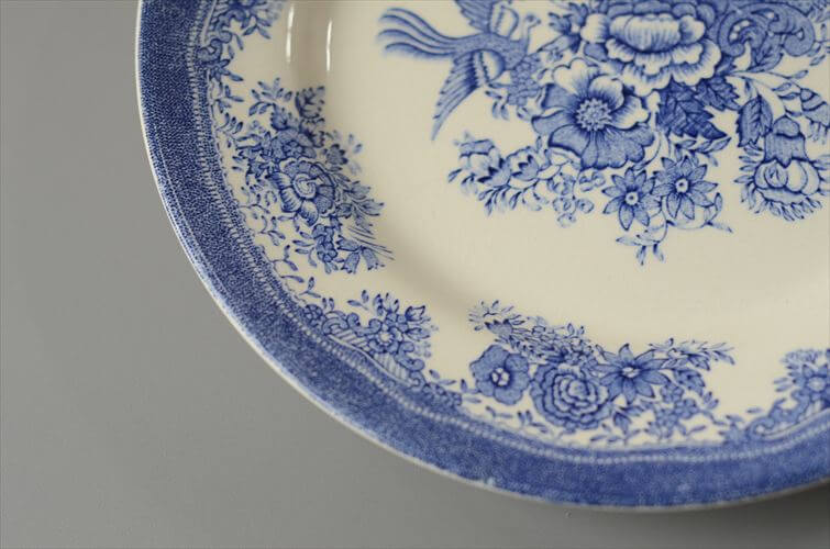 ノルウェー製 Egersund 青い鳥とお花の絵皿 23cm イーエスンド Fajance ピクチャープレート 北欧 ヴィンテージ アンティーク