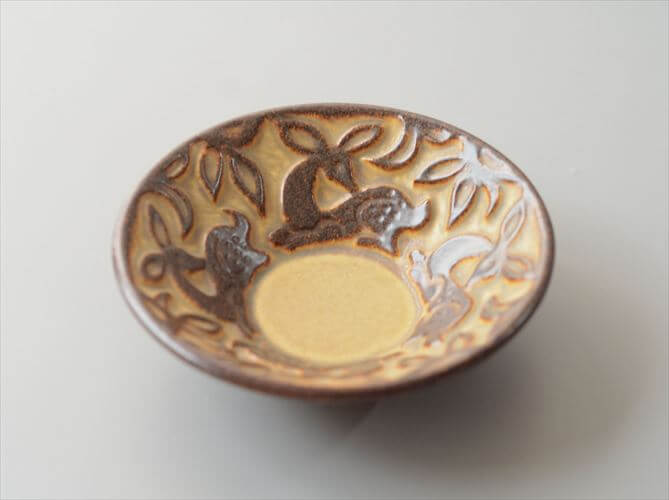 デンマーク製 Michael Anderson かわいい鹿のレリーフ 小皿 12.5cm トレー 豆皿 ミケルアナセン 北欧 ヴィンテージ_260716