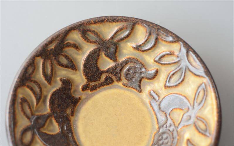 デンマーク製 Michael Anderson かわいい鹿のレリーフ 小皿 12.5cm トレー 豆皿 ミケルアナセン 北欧 ヴィンテージ_260716