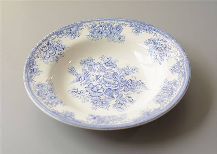 ノルウェー製 Egersund 青い鳥とお花の深皿 22cm スーププレート イーエスン Fajance ピクチャープレート 北欧 ヴィンテージ アンティーク_260727