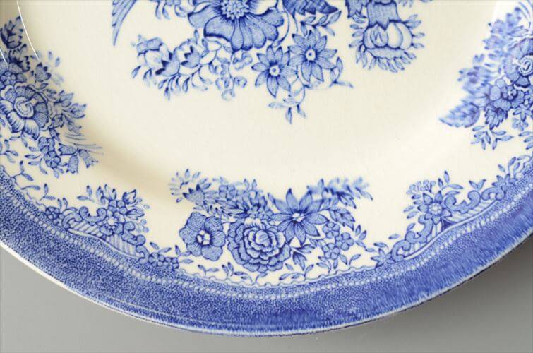 ノルウェー製 Egersund 青い鳥とお花の絵皿 23cm イーエスン Fajance ピクチャープレート 北欧 ヴィンテージ アンティーク_260727