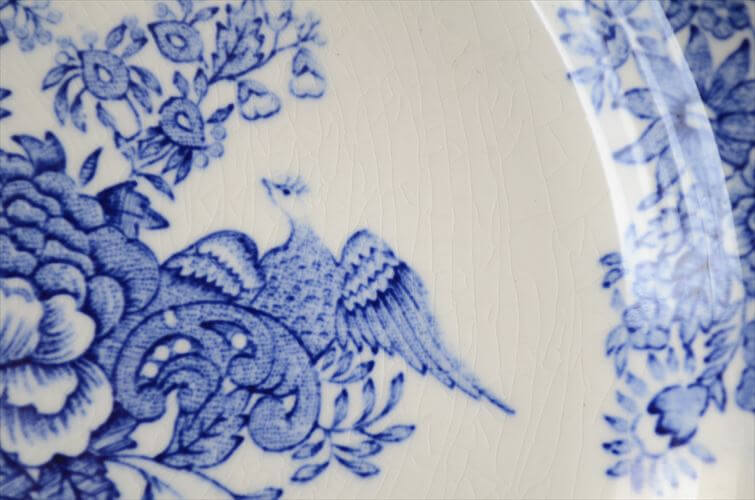 ノルウェー製 Egersund 青い鳥とお花の絵皿 23cm イーエスン Fajance ピクチャープレート 北欧 ヴィンテージ アンティーク_260727