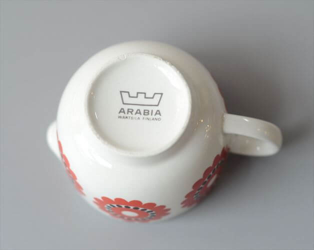 1970年代 ARABIA アラビア 赤い花柄 クリーマー ミルクポット KMモデル Goran Back Punainen kukka 北欧 食器 フィンランド 陶器 ヴィンテージ_260818