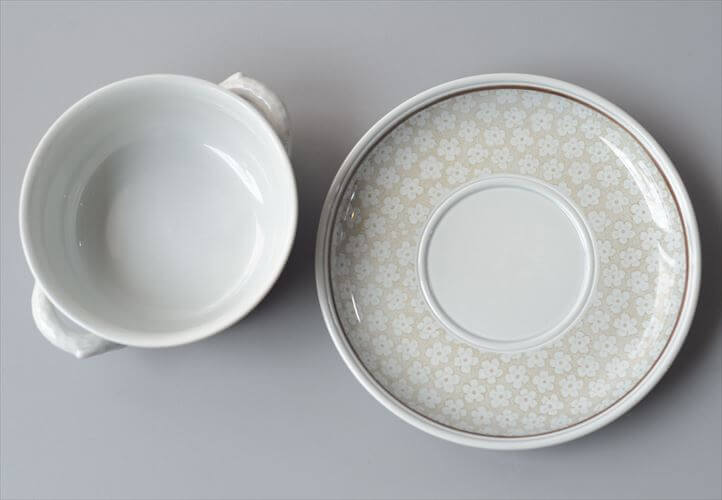 ドイツ製 VILLEROY&BOCH Dalarna 両手付きスープボウル＆ソーサー ビレロイ＆ボッホ ダラーナ 陶器 アンティーク ヴィンテージ_260915