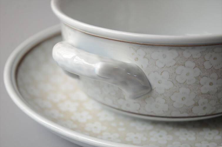 ドイツ製 VILLEROY&BOCH Dalarna 両手付きスープボウル＆ソーサー ビレロイ＆ボッホ ダラーナ 陶器 アンティーク ヴィンテージ_260915