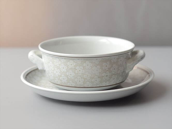 ドイツ製 VILLEROY&BOCH Dalarna 両手付きスープボウル＆ソーサー ビレロイ＆ボッホ ダラーナ 陶器 アンティーク ヴィンテージ_260915