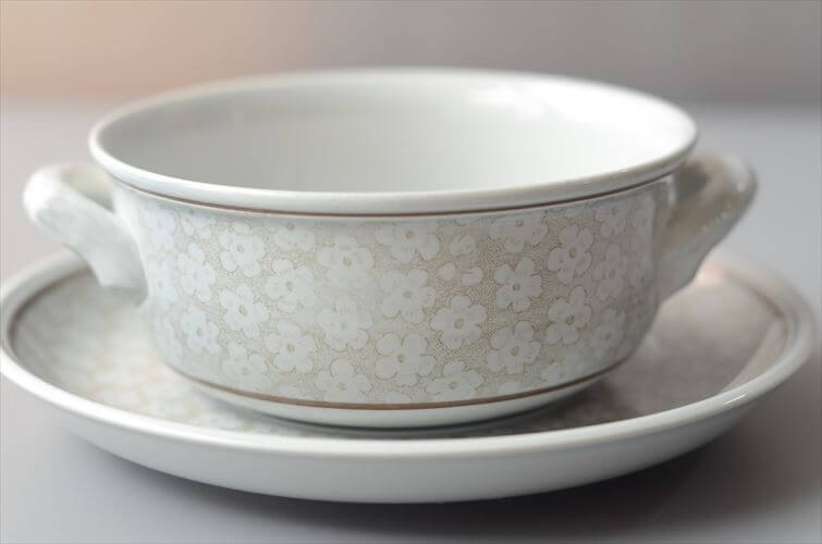 ドイツ製 VILLEROY&BOCH Dalarna 両手付きスープボウル＆ソーサー ビレロイ＆ボッホ ダラーナ 陶器 アンティーク ヴィンテージ_260915