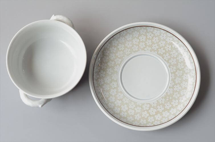 ドイツ製 VILLEROY&BOCH Dalarna 両手付きスープボウル＆ソーサー ビレロイ＆ボッホ ダラーナ 陶器 アンティーク ヴィンテージ_260915