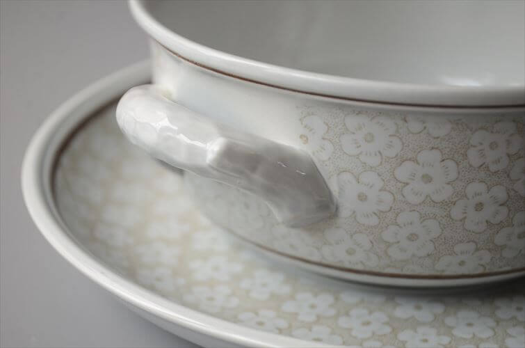 ドイツ製 VILLEROY&BOCH Dalarna 両手付きスープボウル＆ソーサー ビレロイ＆ボッホ ダラーナ 陶器 アンティーク ヴィンテージ_260915
