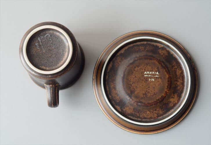 ARABIA アラビア ルスカ カップ＆ソーサー Ruska 7.5cm高 小サイズ 北欧食器 フィンランド 陶器 北欧 ヴィンテージ アンティーク_260930